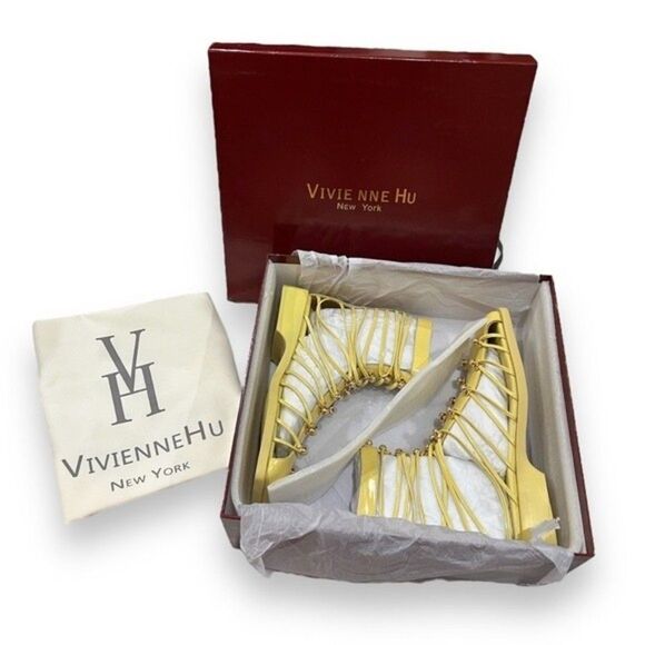 VHNY Vivienne Hu Lemon Studded Leather Straps Ankle Boots 7 - Picture 16 of 16